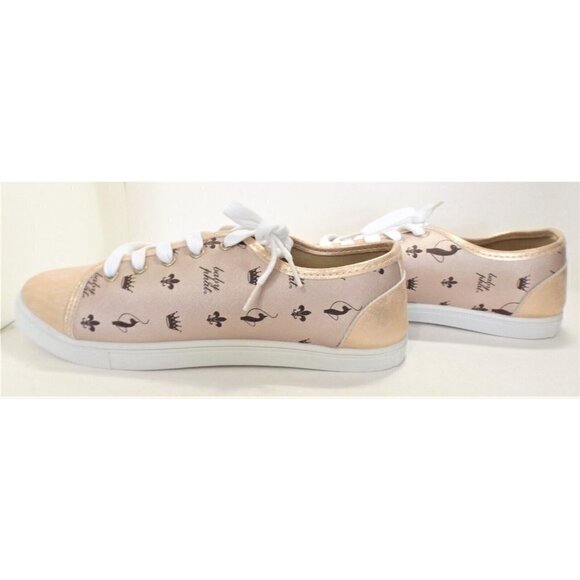 Baby Phat 9M Women's Rose Gold Sneakers Alex Logo Repeat Print New No Box - Picture 5 of 8